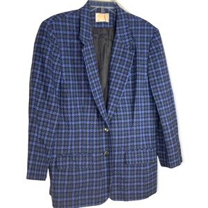 Pendleton blue and black 100% wool houndstooth jacket and skirt size 14